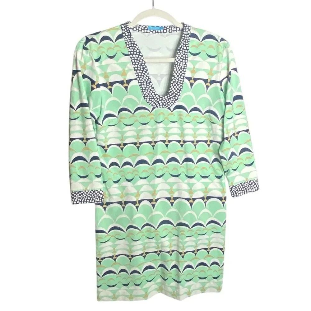 J. McLaughlin Womens Multicolor Stretch V-Neck Giselle Shift Mini Dress Small